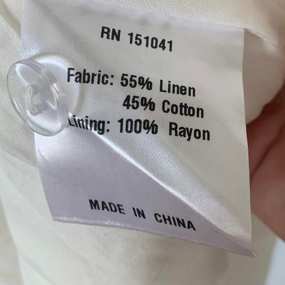 o.p.t Marina White Linen Midi Dress – Fitted Bodice w/ Lace Trim, Size 2 - Picture 11 of 11